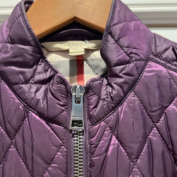 Burberry Brit Quilted Purple Jacket L Nova Check Plaid - Picture 6 of 10